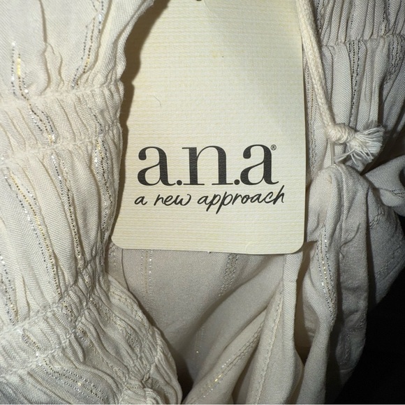 NEW a.n.a Ivory Smocked Blouse Ruffle Details Boho Peasant style Rayon Flowy - Picture 4 of 7